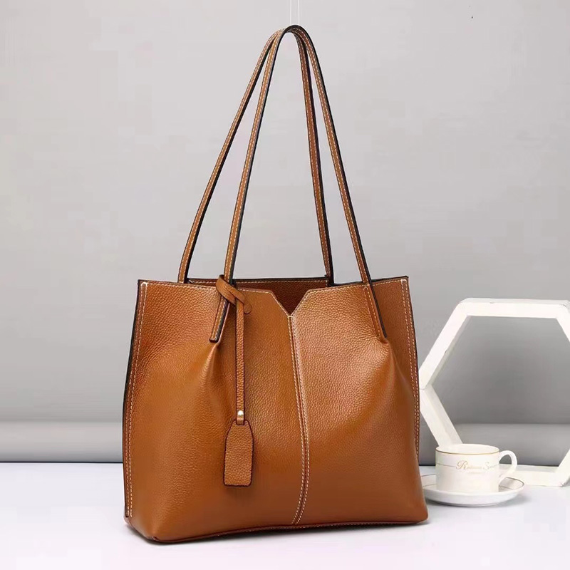 Full Grain Women Leather Tote Handbag H3222_6 Colors