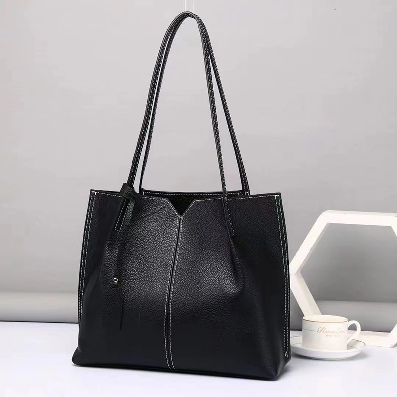 Full Grain Women Leather Tote Handbag H3222_6 Colors