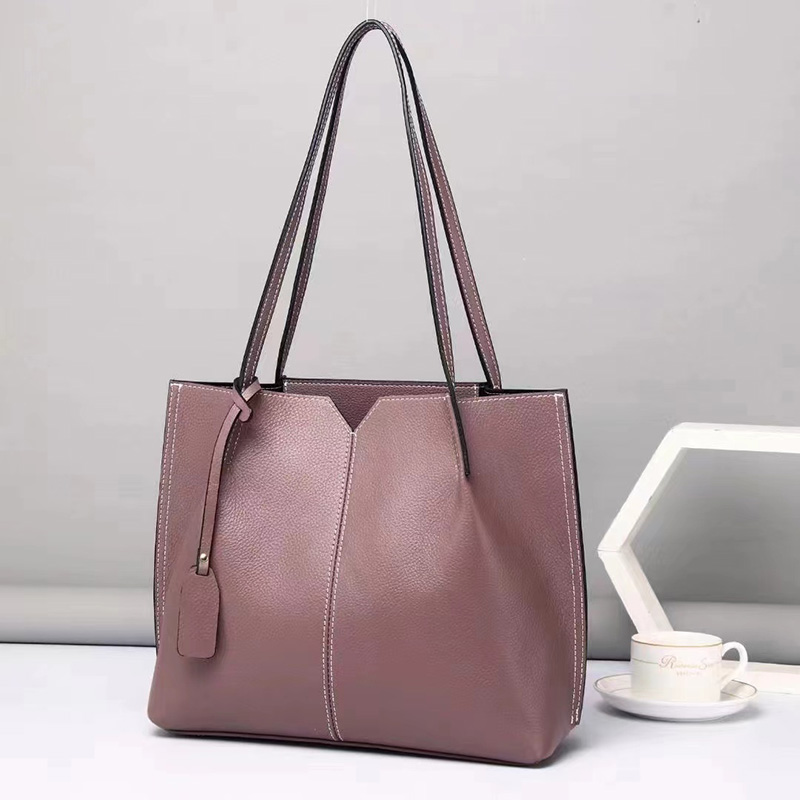 Full Grain Women Leather Tote Handbag H3222_6 Colors