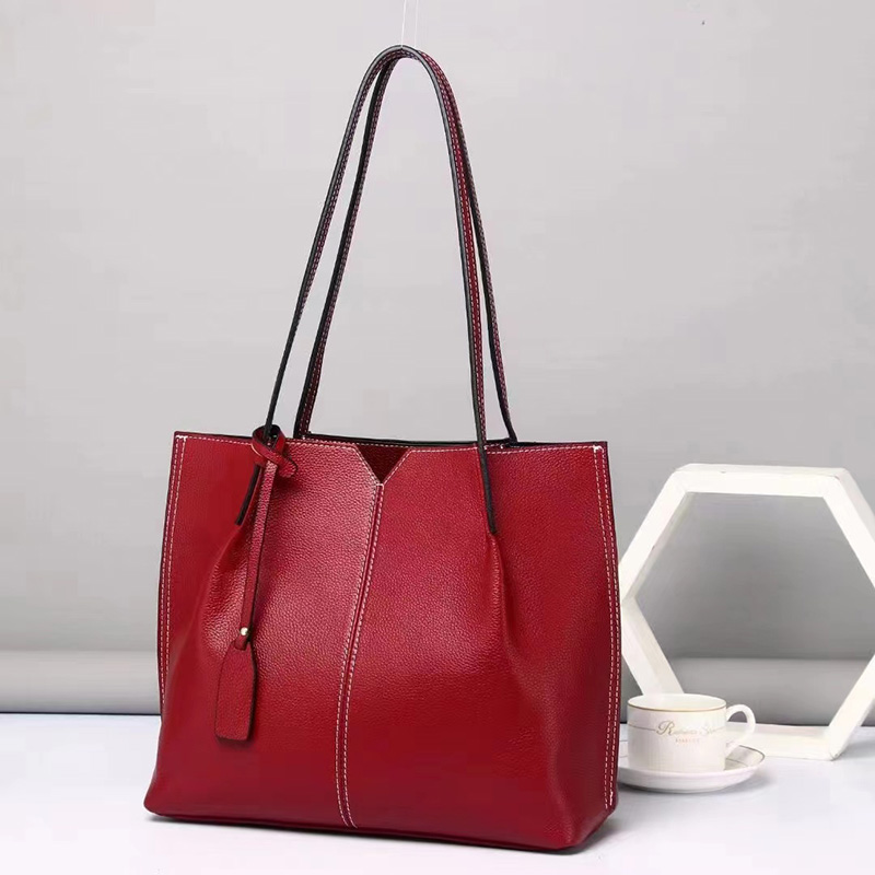 Full Grain Women Leather Tote Handbag H3222_6 Colors