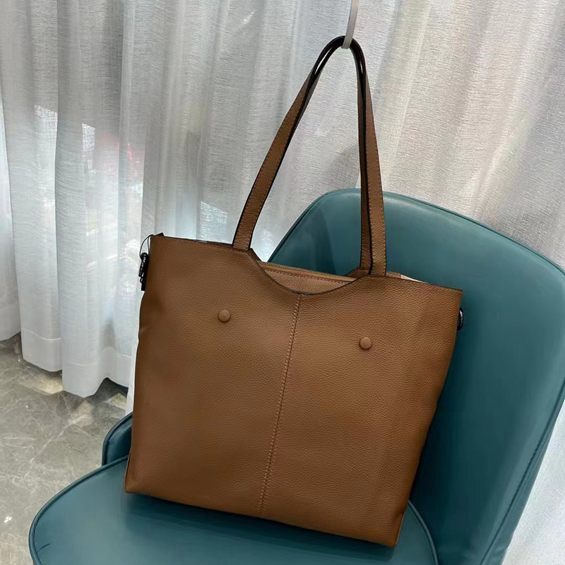 Large Supple Real Leather Shoulder Bag LH3337_5 Colors