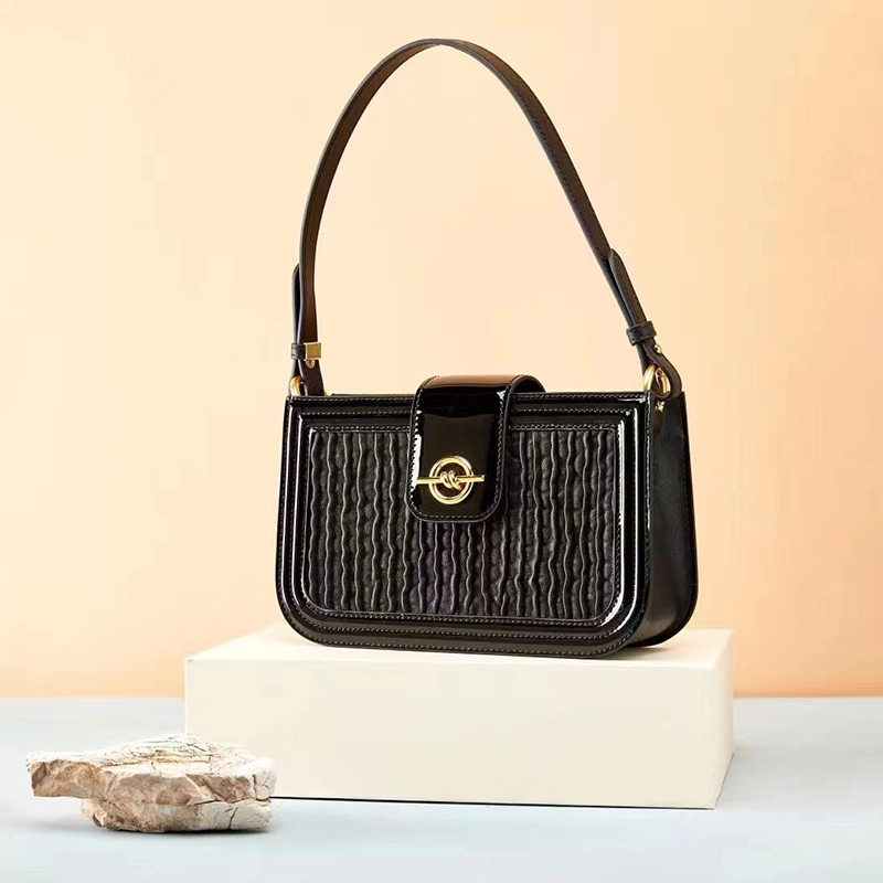 Ruching Leather Shoulder Bag Womens Purse LH3543_4 Colors