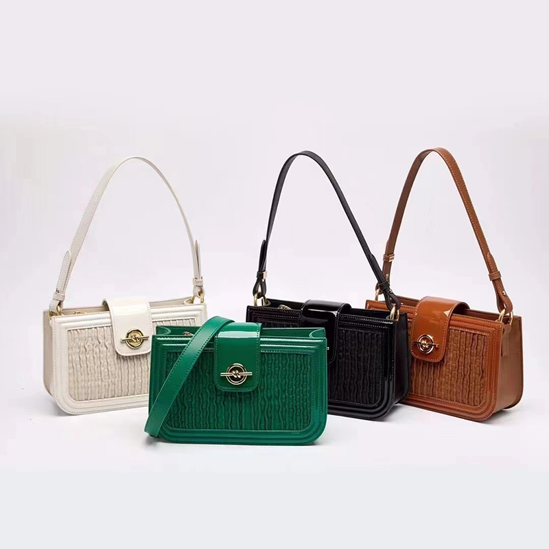 Ruching Leather Shoulder Bag Womens Purse LH3543_4 Colors