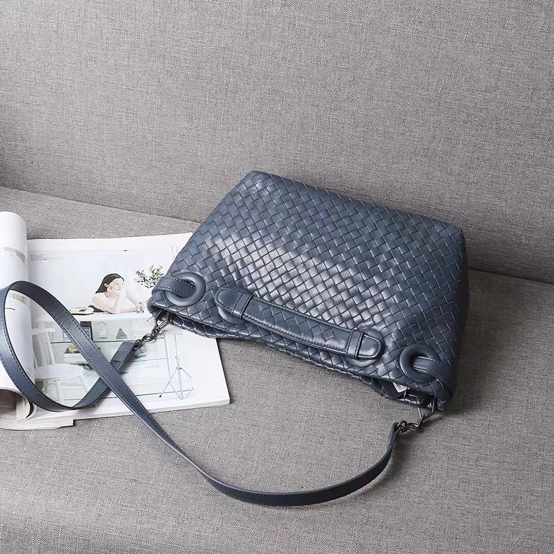 Sheepskin Woven Leather Shoulder Bag LH3211S_3 Colors