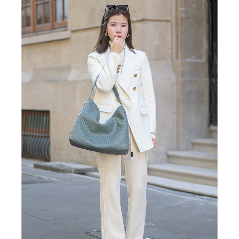 Sheepskin Woven Real Leather Shoulder Bag LH3233_4 Colors