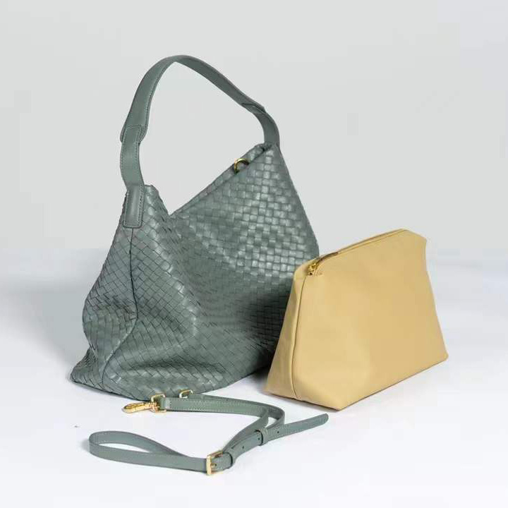 Sheepskin Woven Real Leather Shoulder Bag LH3233_4 Colors
