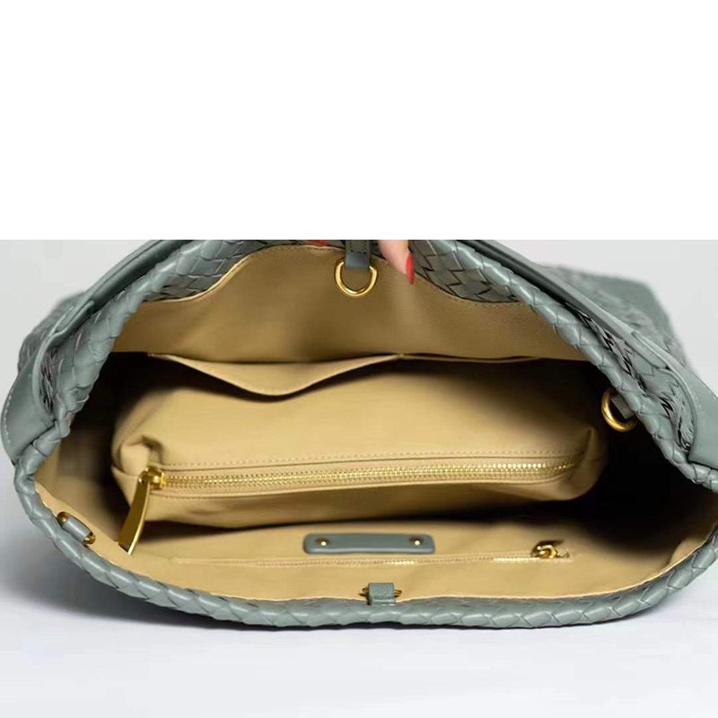 Sheepskin Woven Real Leather Shoulder Bag LH3233_4 Colors