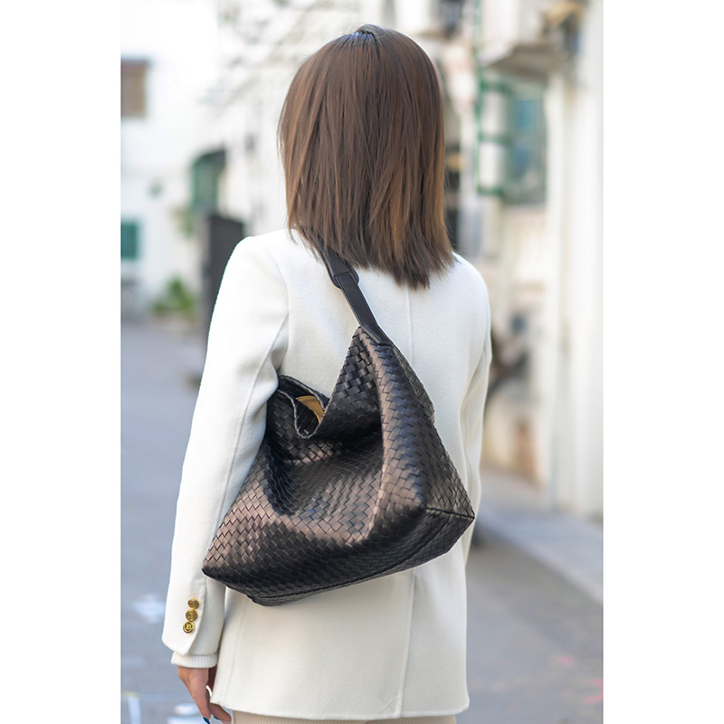Sheepskin Woven Real Leather Shoulder Bag LH3233_4 Colors