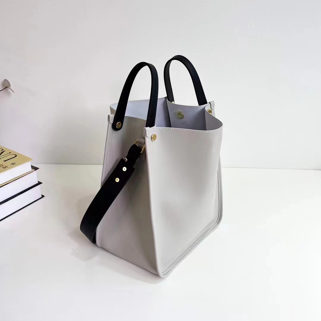Simple Design Genuine Leather Barrel Bag Tote Purse LH3528_3 Colors