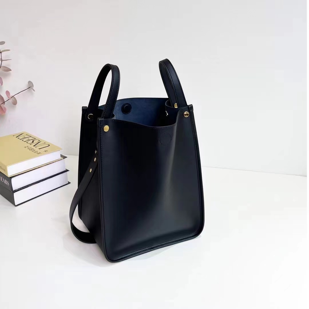 Simple Design Genuine Leather Barrel Bag Tote Purse LH3528_3 Colors