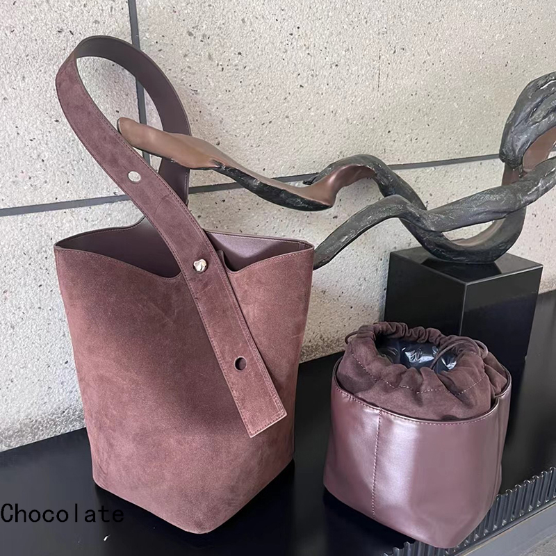 Suede Leather Barrel Bag for Women LH3602_2 Colors