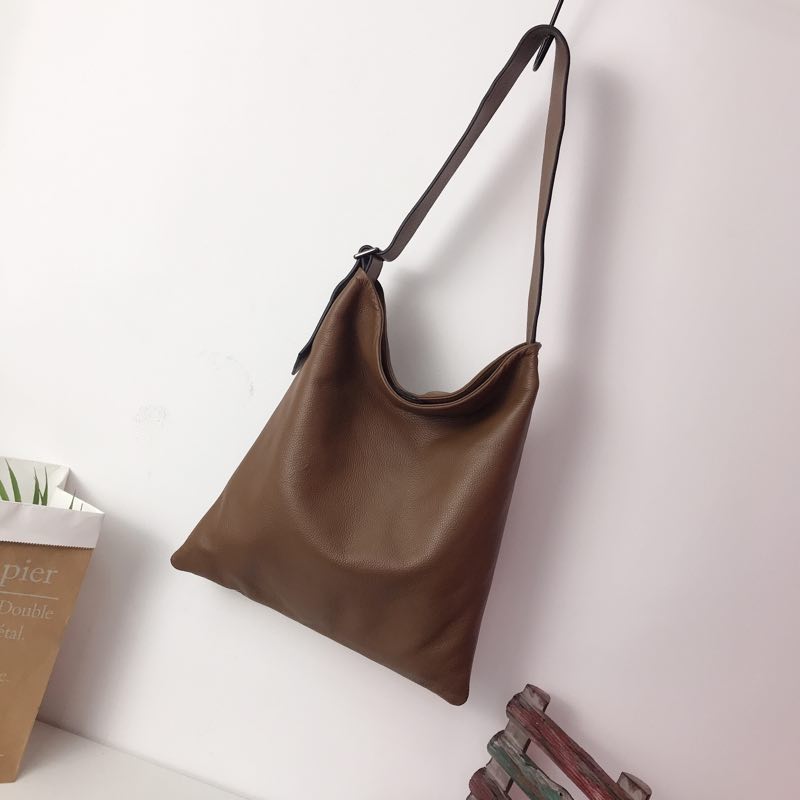 Supple Genuine leather Slouchy Shoulder Bag LH2715_5 Colors