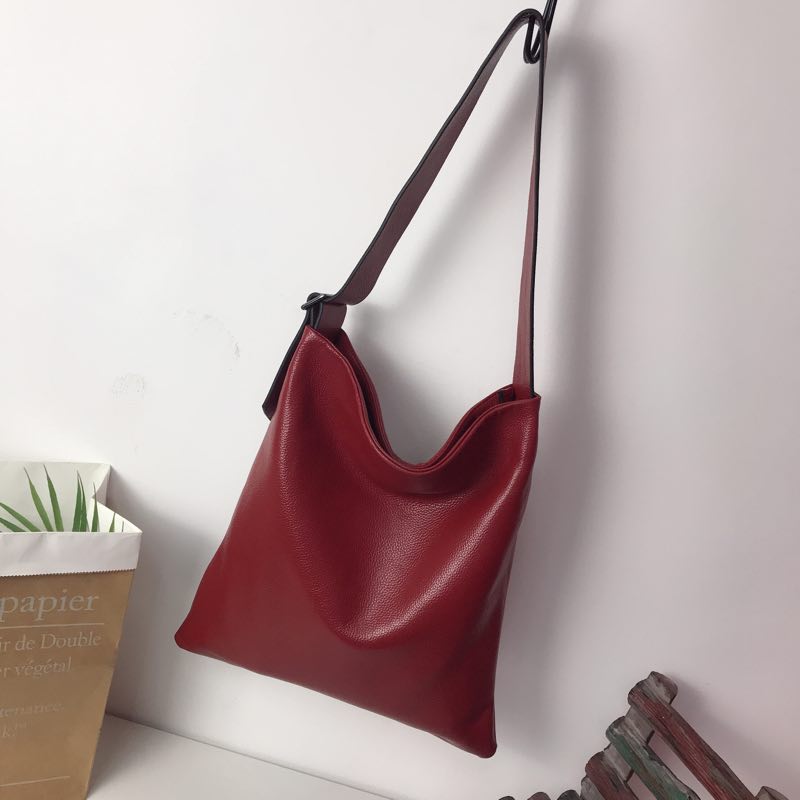Supple Genuine leather Slouchy Shoulder Bag LH2715_5 Colors