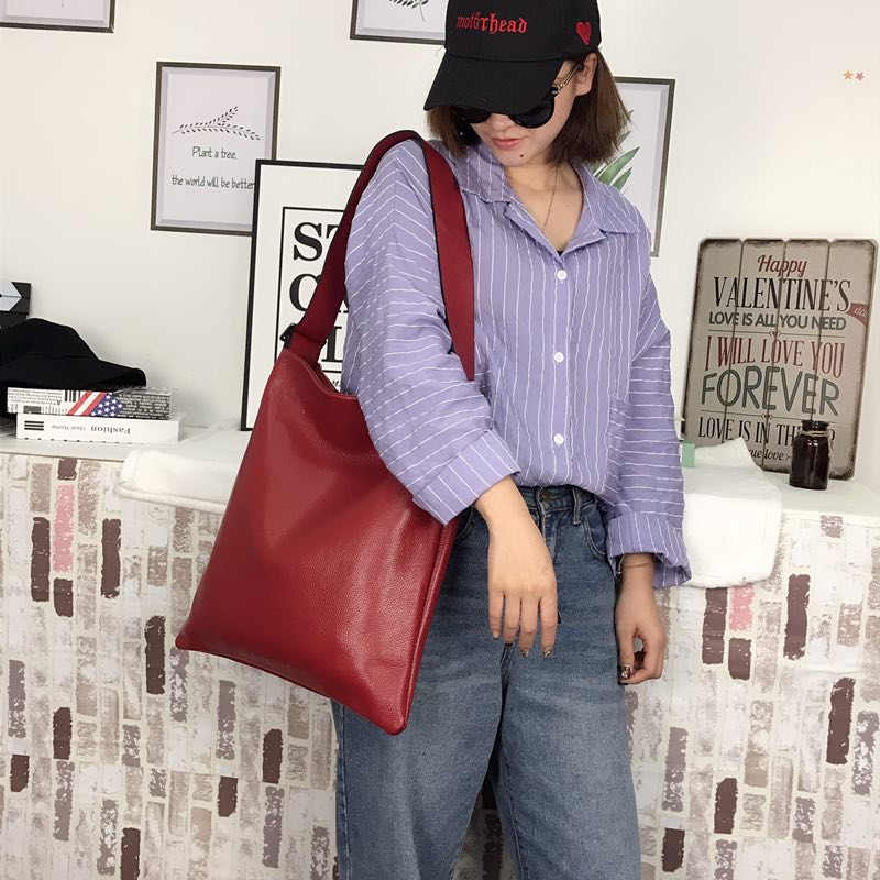 Supple Genuine leather Slouchy Shoulder Bag LH2715_5 Colors