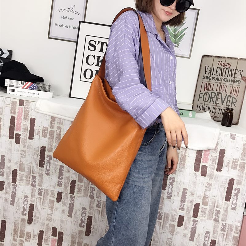 Supple Genuine leather Slouchy Shoulder Bag LH2715_5 Colors