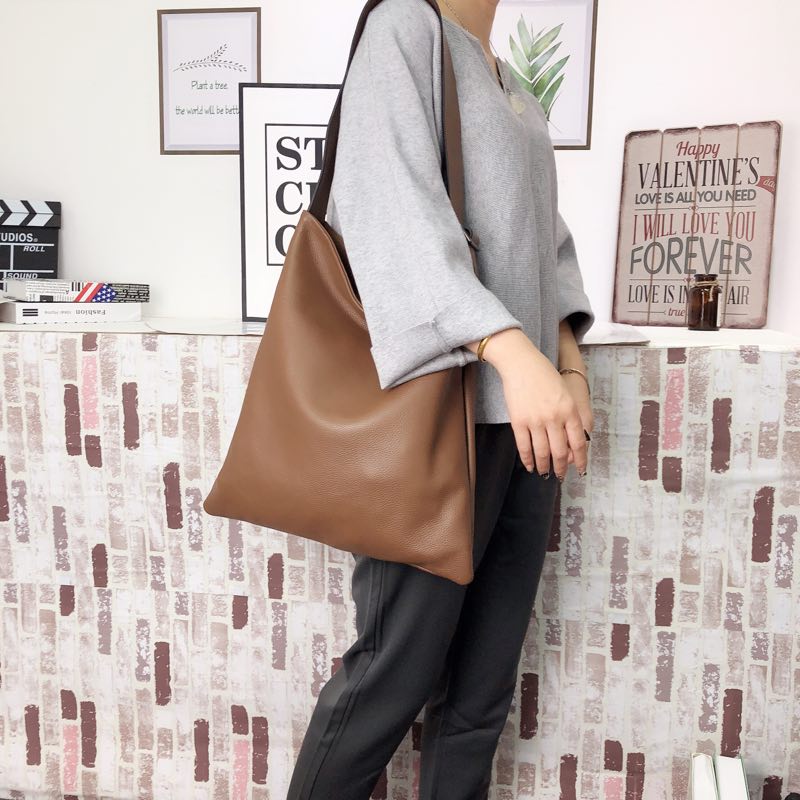 Supple Genuine leather Slouchy Shoulder Bag LH2715_5 Colors