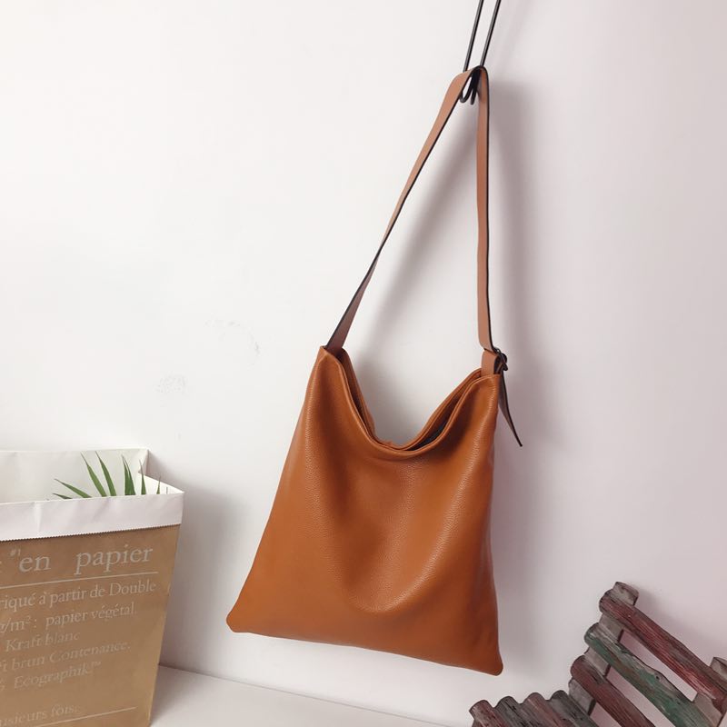 Supple Genuine leather Slouchy Shoulder Bag LH2715_5 Colors