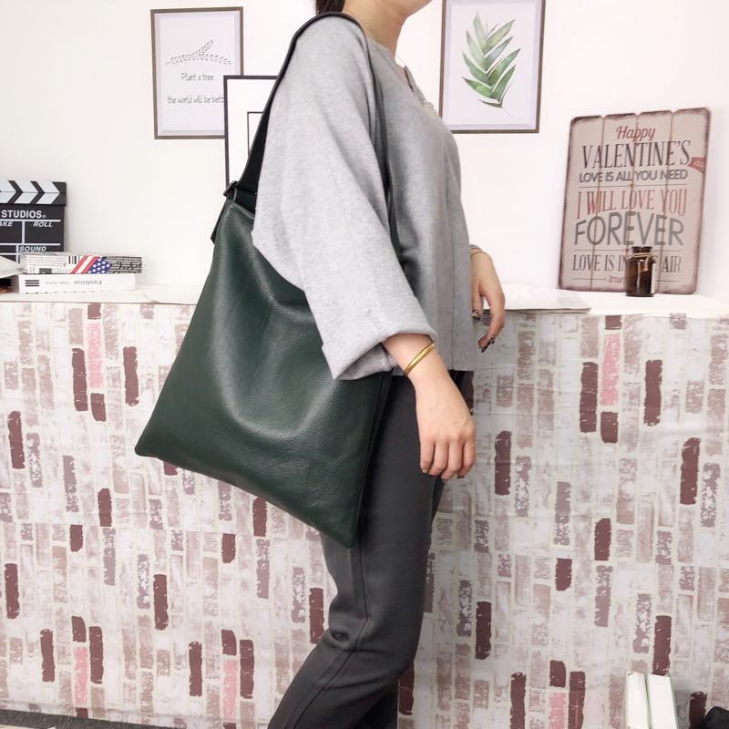 Supple Genuine leather Slouchy Shoulder Bag LH2715_5 Colors