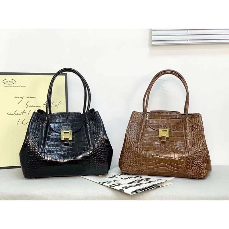 Top Handle Bag Leather Tote Crocodile Pattern Women Purse LH3489_2 Colors
