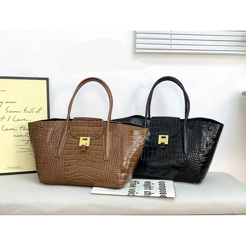 Top Handle Bag Leather Tote Crocodile Pattern Women Purse LH3489_2 Colors
