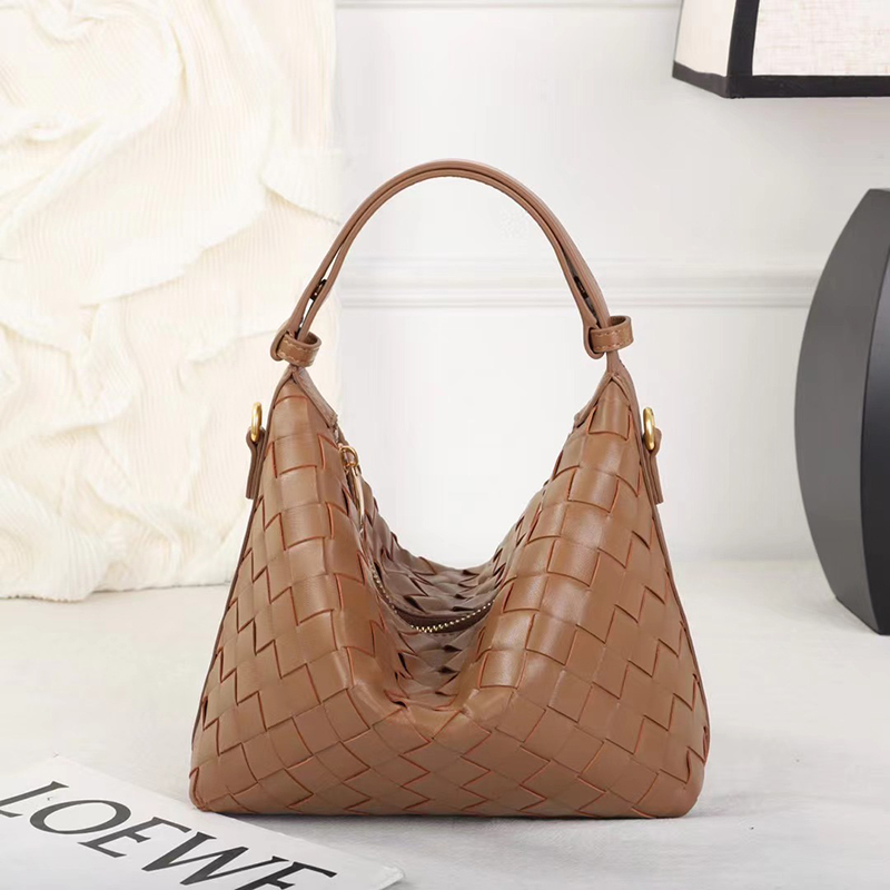 Woven Sheepskin Leather Handbags Slouchy Bag Hobo LH3653_4 Colors