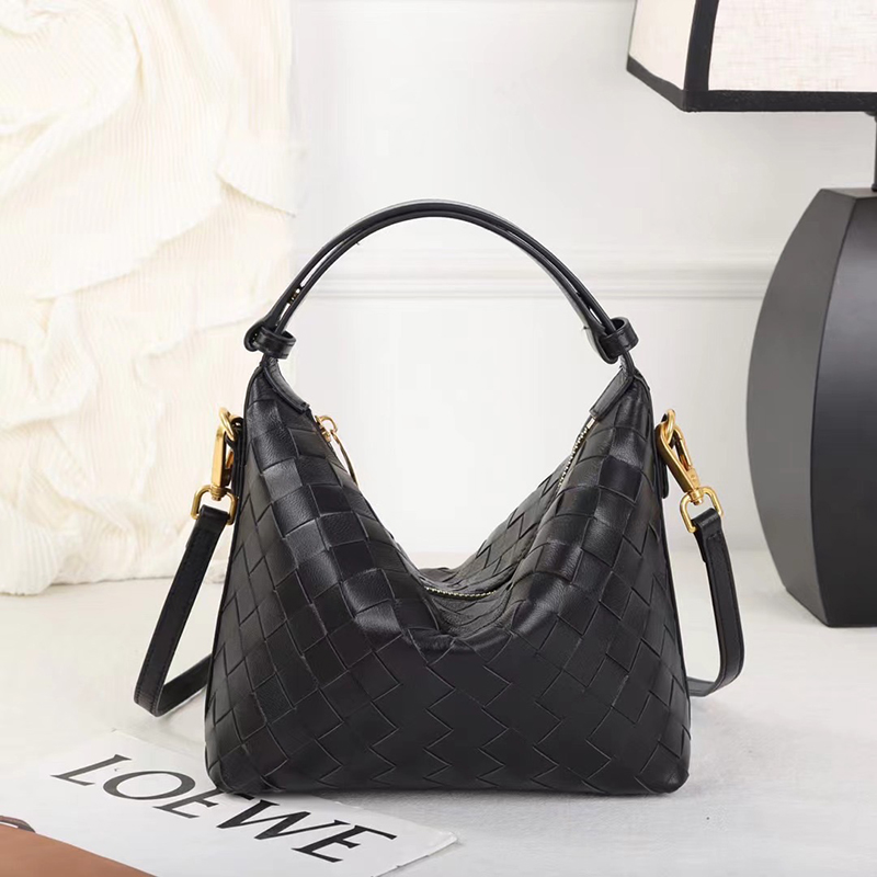 Woven Sheepskin Leather Handbags Slouchy Bag Hobo LH3653_4 Colors