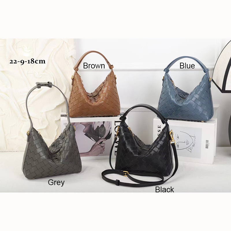 Woven Sheepskin Leather Handbags Slouchy Bag Hobo LH3653_4 Colors