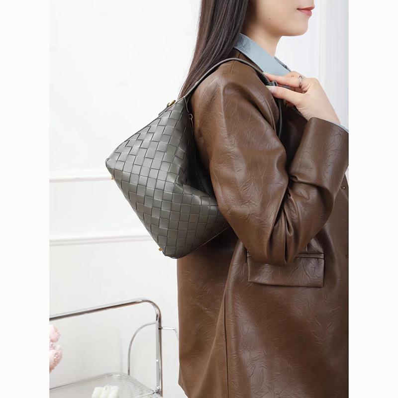 Woven Sheepskin Leather Handbags Slouchy Bag Hobo LH3653_4 Colors