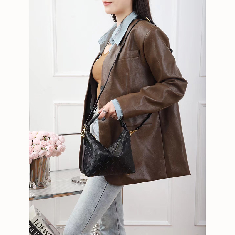 Woven Sheepskin Leather Handbags Slouchy Bag Hobo LH3653_4 Colors