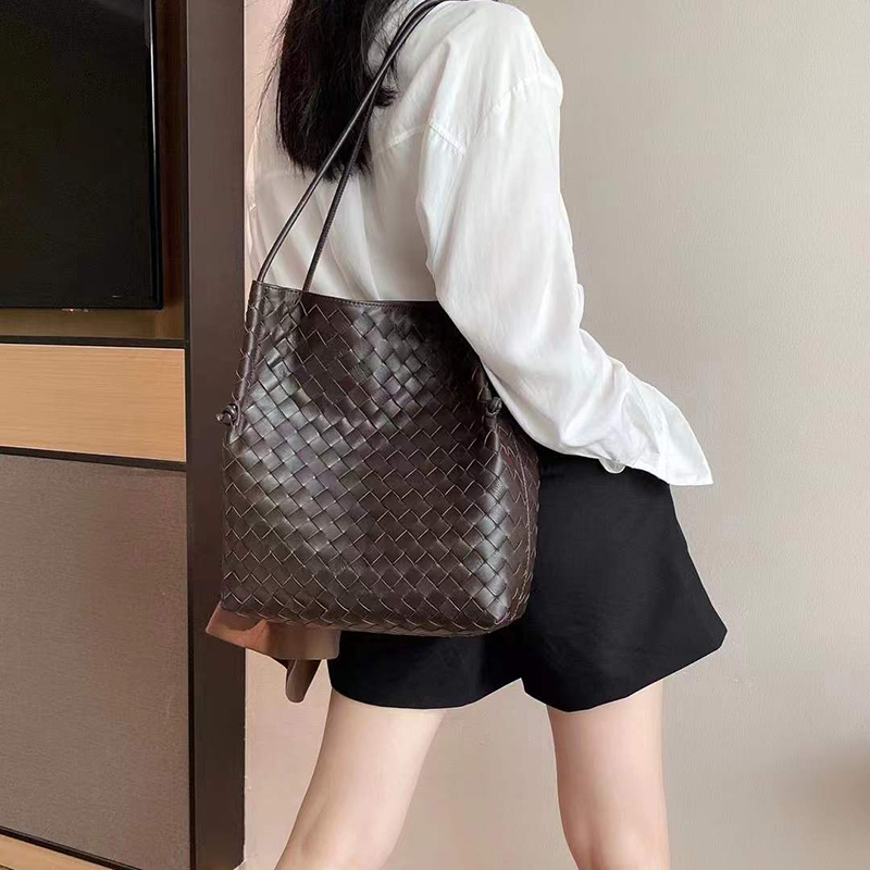 Woven Sheepskin Leather Hobo Organizer Shoulder Bag LH3251_6 Colors