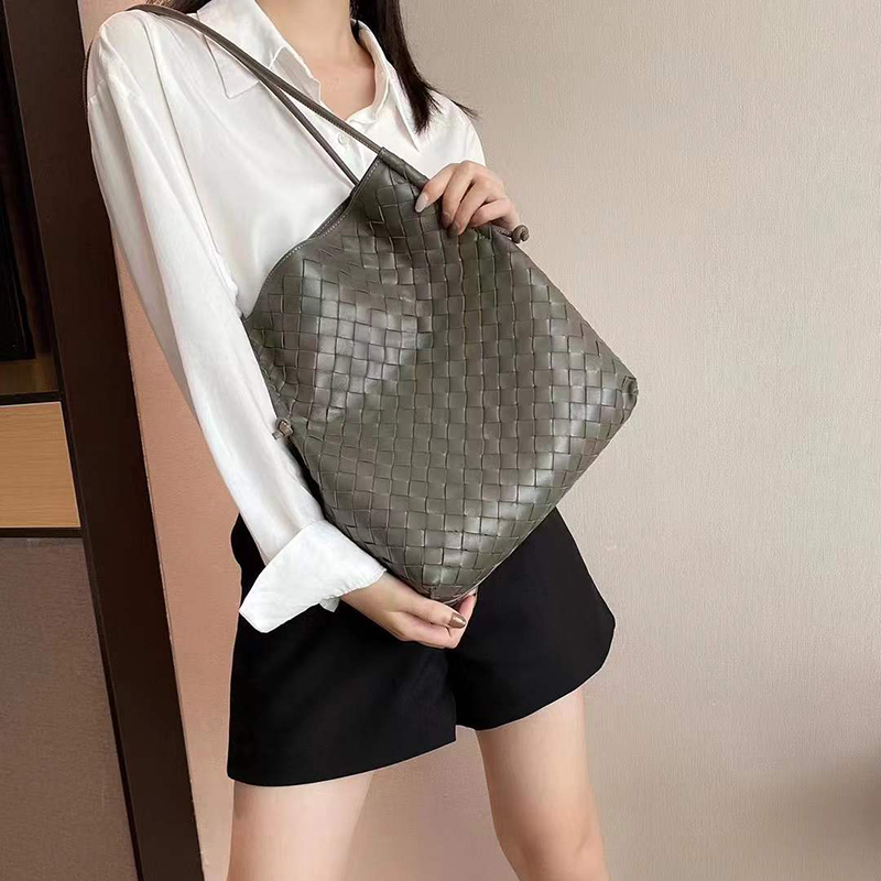 Woven Sheepskin Leather Hobo Organizer Shoulder Bag LH3251_6 Colors