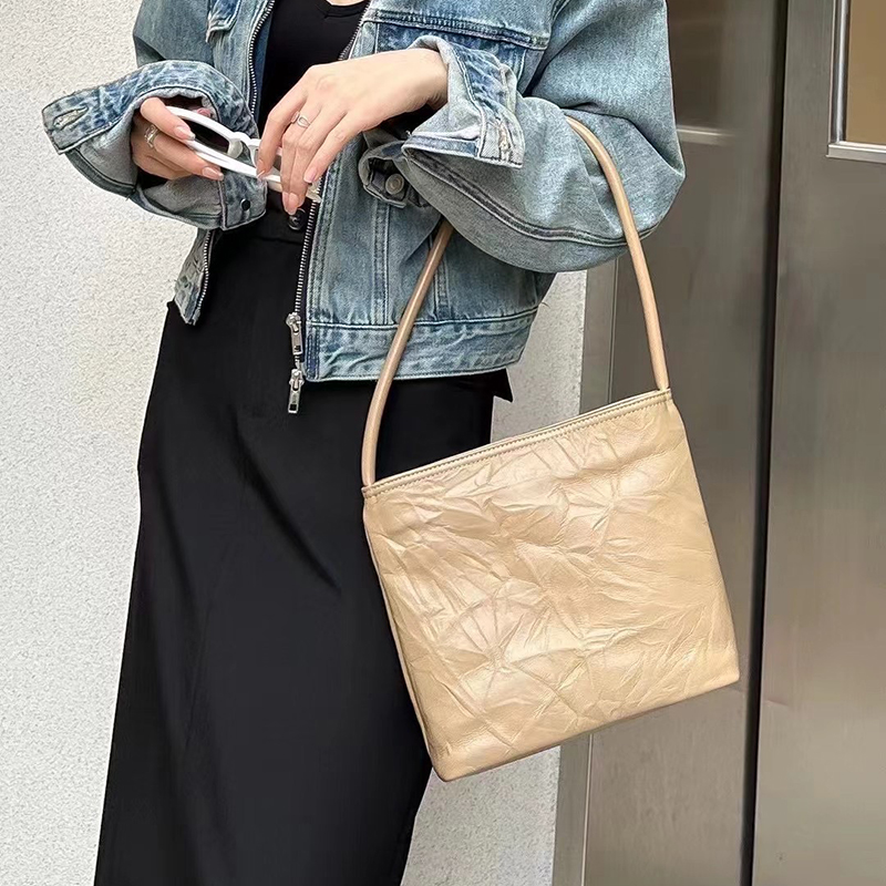 Wrinkle Leather Shoulder Bag Women Handbags LH3607_3 Colors
