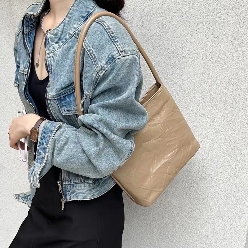 Wrinkle Leather Shoulder Bag Women Handbags LH3607_3 Colors