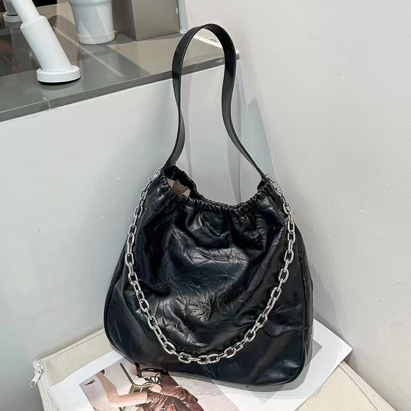 Wrinkle Leather Shoulder Bag Women Large Bags LH3613_4 Colors