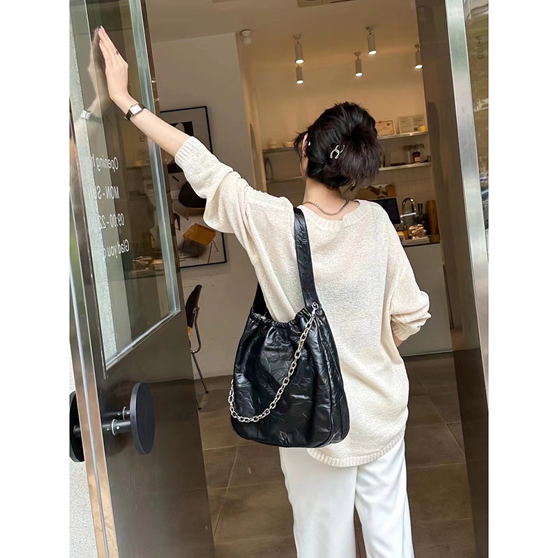 Wrinkle Leather Shoulder Bag Women Large Bags LH3613_4 Colors