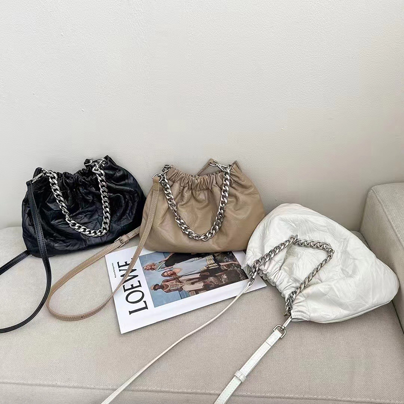 Wrinkle Leather Shoulder Bag Women Large Bags LH3613_4 Colors
