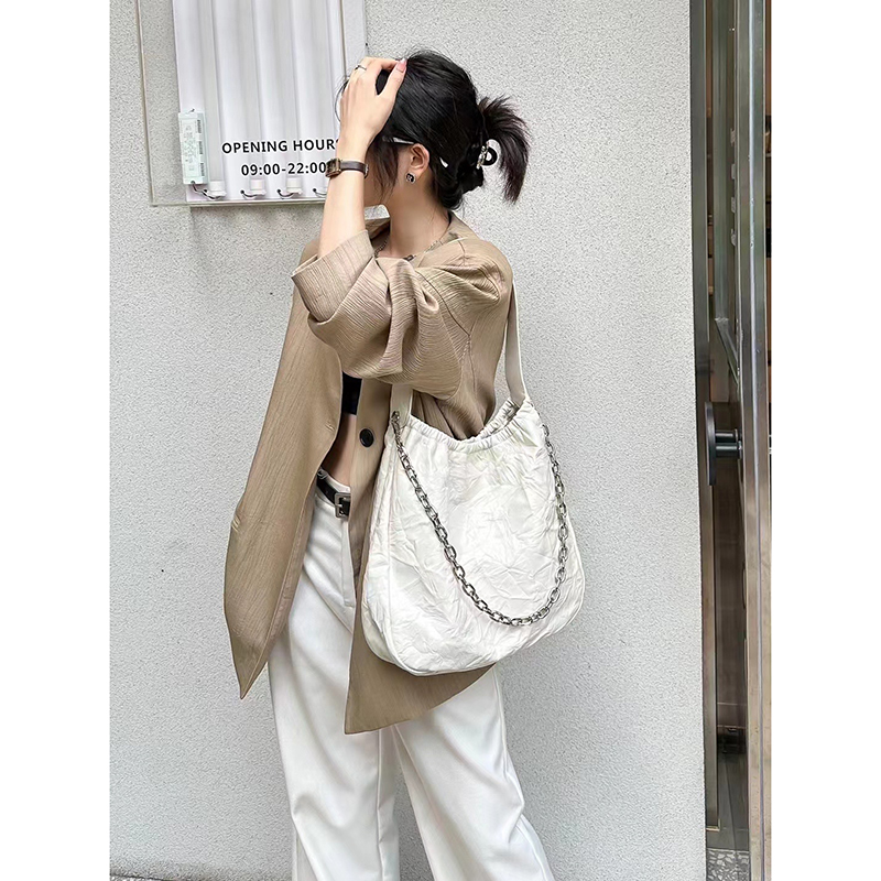 Wrinkle Leather Shoulder Bag Women Large Bags LH3613_4 Colors