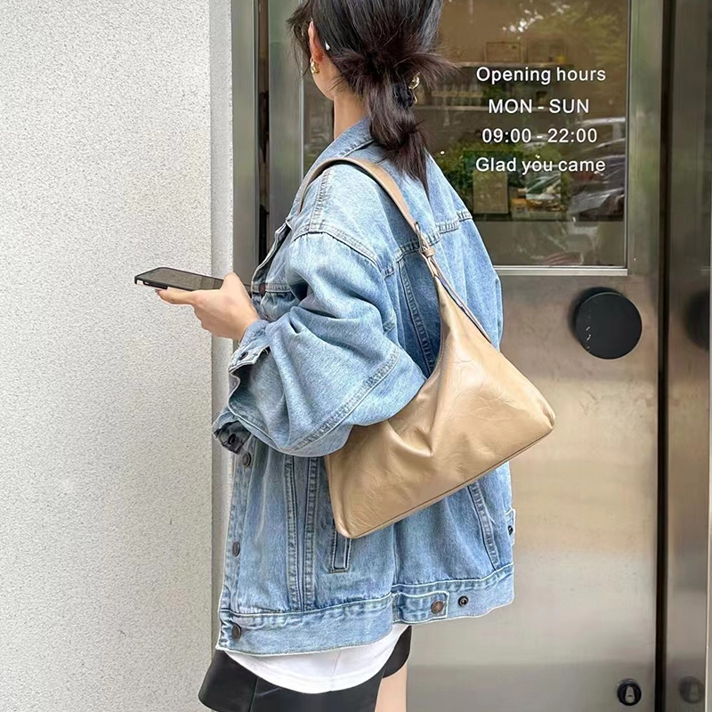 Wrinkle Leather Slouchy Bag Women Hobo bags LH3608_3 Colors