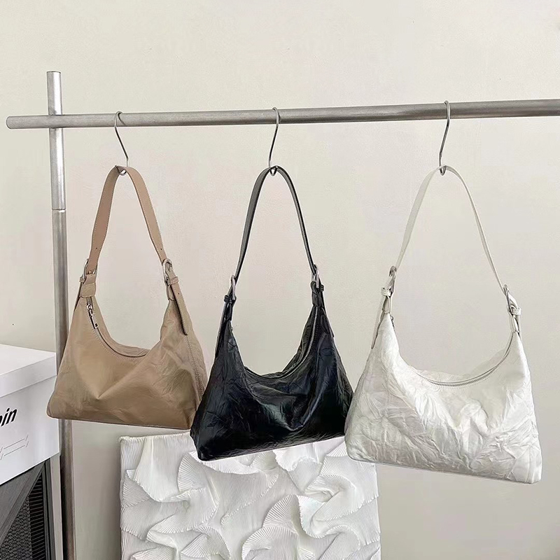 Wrinkle Leather Slouchy Bag Women Hobo bags LH3608_3 Colors