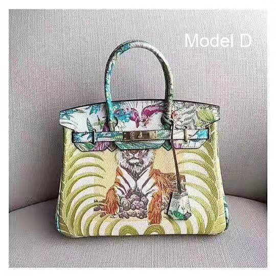 30cm Floral Pattern Real Padlock Leather Tote LH3183M_6 Colors