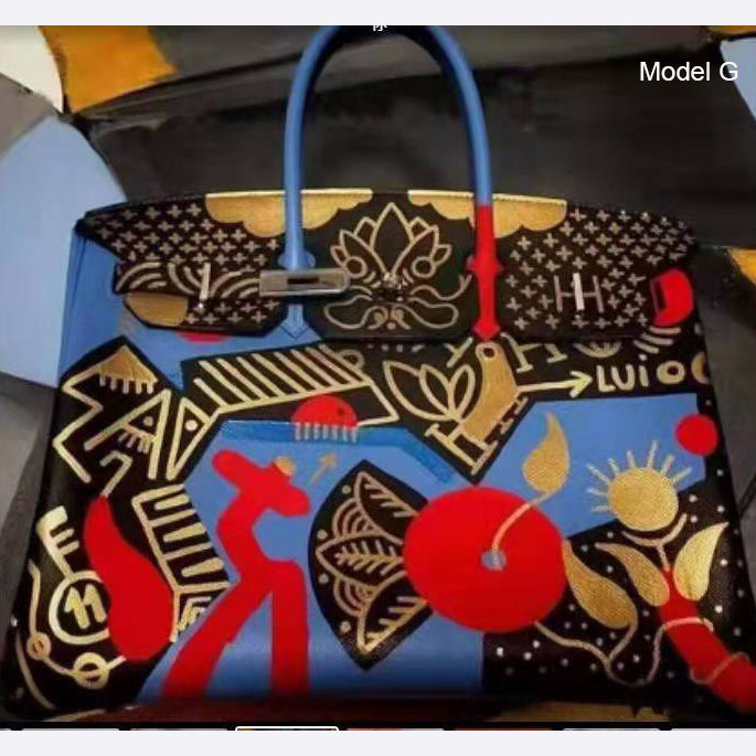 30cm Floral Pattern Real Padlock Leather Tote LH3183M_6 Colors