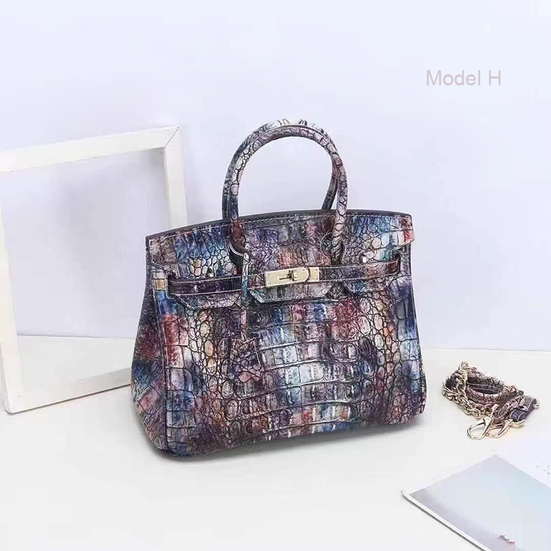 30cm Floral Pattern Real Padlock Leather Tote LH3183M_6 Colors