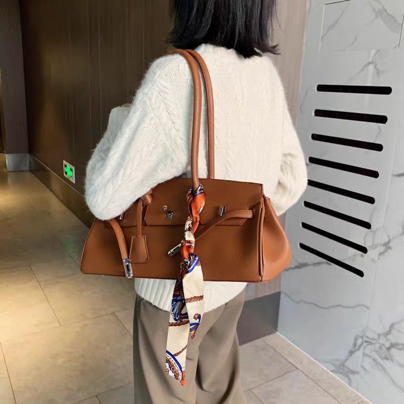 35 Large Genuine Leather Tote Bag Padlock Tote LH3033L_5 Colors