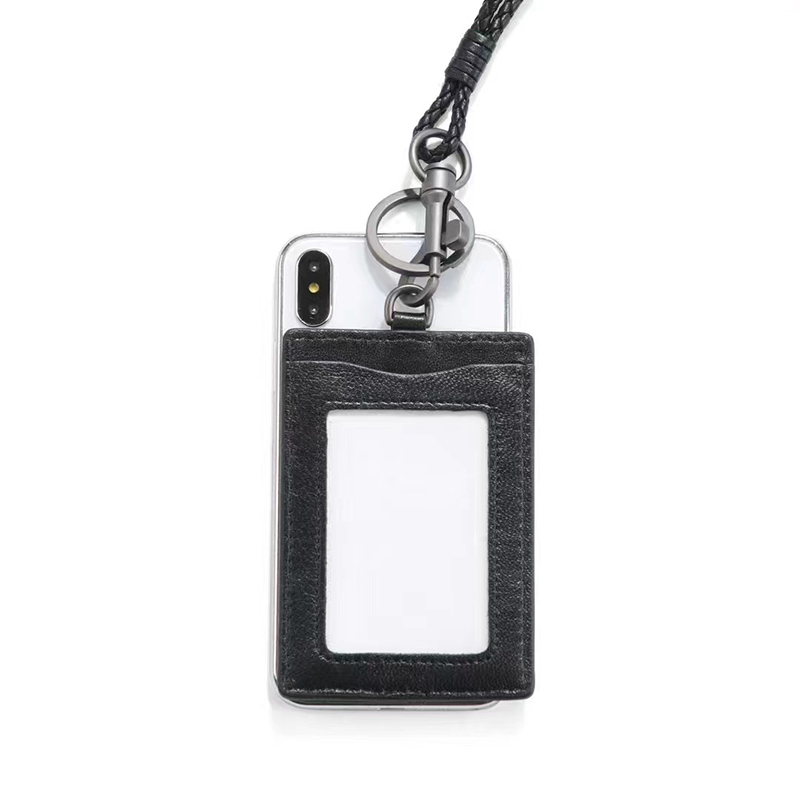 Badge ID Card Holder Card Slots Key Chain Sheepskin Purse LH3243_13 Colors