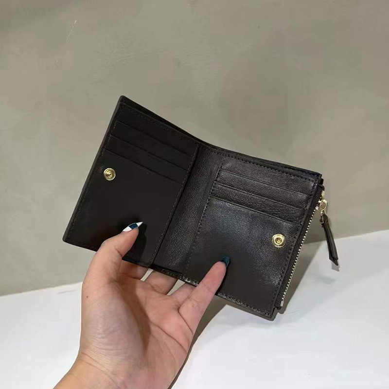 Bid-fold Woven Sheepskin Leather Purse Wallets LH3255
