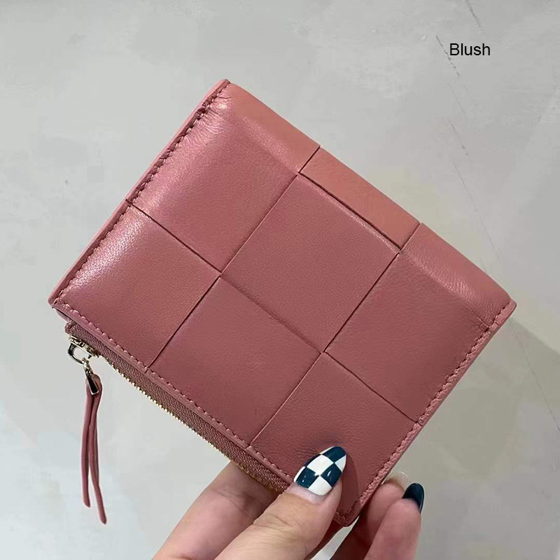 Bid-fold Woven Sheepskin Leather Purse Wallets LH3255