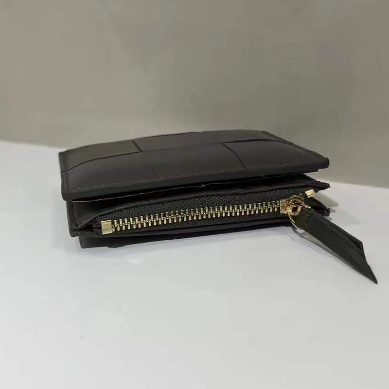 Bid-fold Woven Sheepskin Leather Purse Wallets LH3255