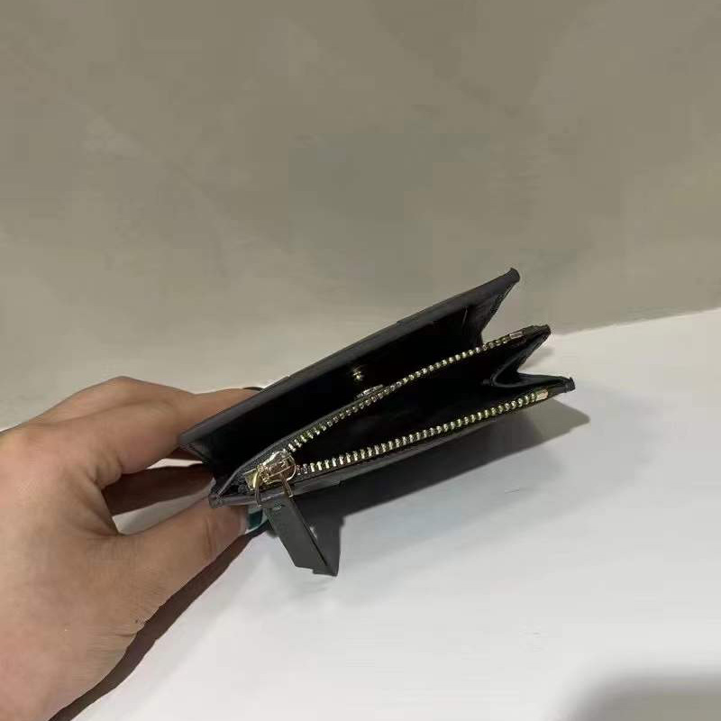 Bid-fold Woven Sheepskin Leather Purse Wallets LH3255