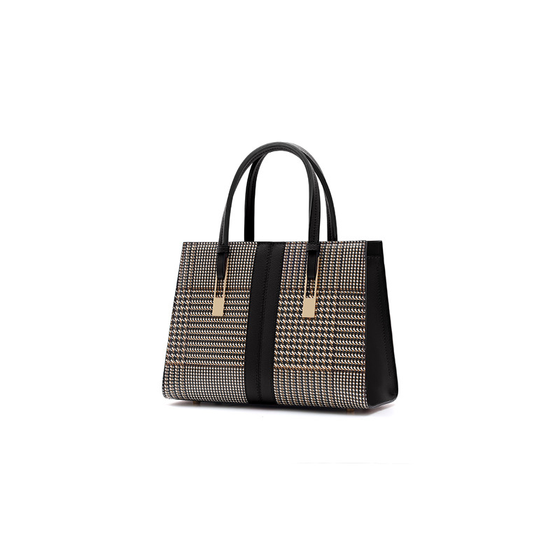 Chequered Real Leather Tote Women Handbag LH3578_2 Colors