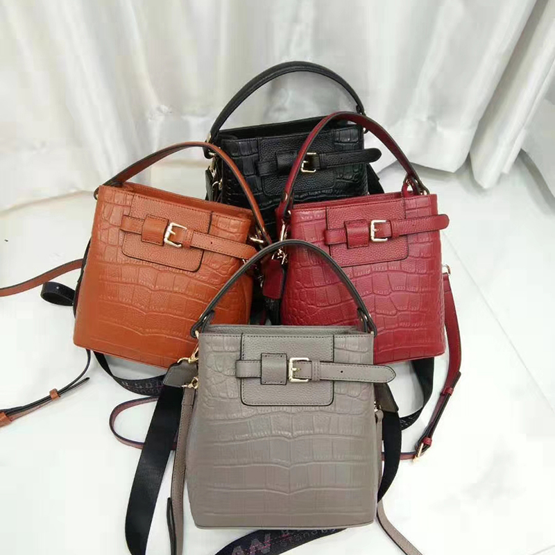 Crocodile Effect Leather Barrel Bag LH2925_4 Colors